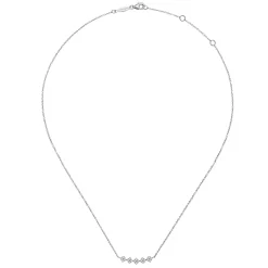 Clearance Gabriel & Co. 14K White Gold Square Station Diamond Pave Curved Bar Necklace