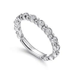 Gabriel & Co. 14K White Gold Stackable Diamond Ring with Bead Spacers
