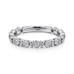 Gabriel & Co. 14K White Gold Stackable Diamond Ring with Bead Spacers
