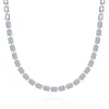 Gabriel & Co. 18K White Gold Station Necklace with Diamond Halo Baguettes