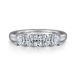 Sale Gabriel & Co. 14K White Gold 5 Stone Oval Diamond Anniversary Band - 0.7 ct
