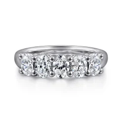 New Gabriel & Co. 14K White Gold 5 Stone Oval Diamond Anniversary Band - 1.19 ct