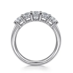 New Gabriel & Co. 14K White Gold 5 Stone Oval Diamond Anniversary Band - 1.19 ct