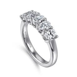 New Gabriel & Co. 14K White Gold 5 Stone Oval Diamond Anniversary Band - 1.19 ct