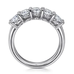 Best Gabriel & Co. 14K White Gold 5 Stone Oval Diamond Anniversary Band - 1.9 ct