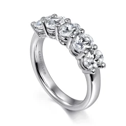 Best Gabriel & Co. 14K White Gold 5 Stone Oval Diamond Anniversary Band - 1.9 ct