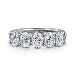 Best Gabriel & Co. 14K White Gold 5 Stone Oval Diamond Anniversary Band - 1.9 ct