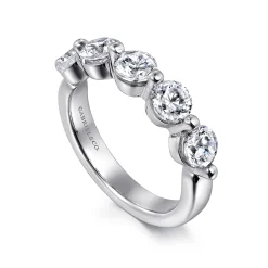 Best Gabriel & Co. 14K White Gold 5 Stone Single Prong Diamond Anniversary Band - 1.85 ct