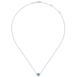 Sale Gabriel & Co. 14K White Gold Swiss Blue Topaz Pendant Necklace