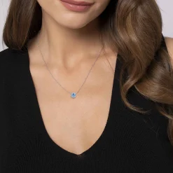 Sale Gabriel & Co. 14K White Gold Swiss Blue Topaz Pendant Necklace