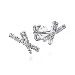 Discount Gabriel & Co. 14K White Gold Tapered X Diamond Stud Earrings