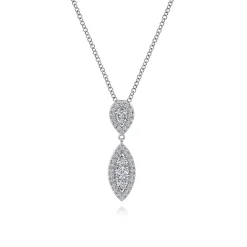 Online Gabriel & Co. 14K White Gold Teardrop and Marquise Diamond Pave Pendant Necklace