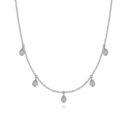 Outlet Gabriel & Co. 14K White Gold Teardrop Bezel Set Diamond Drop Necklace