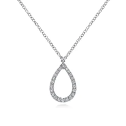 Sale Gabriel & Co. 14K White Gold Teardrop Diamond Pendant Necklace