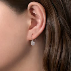 Discount Gabriel & Co. 14K White Gold Teardrop Diamond Drop Earrings with Twisted Rope Frames