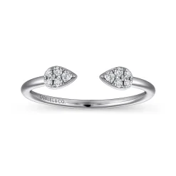Best Gabriel & Co. 14K White Gold Teardrop Pave Diamond Split Ring