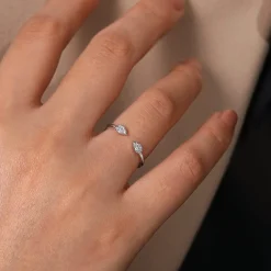 Best Gabriel & Co. 14K White Gold Teardrop Pave Diamond Split Ring