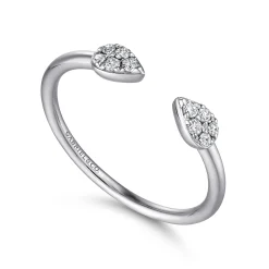 Best Gabriel & Co. 14K White Gold Teardrop Pave Diamond Split Ring