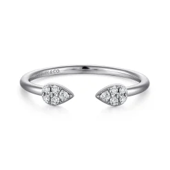 Best Gabriel & Co. 14K White Gold Teardrop Pave Diamond Split Ring