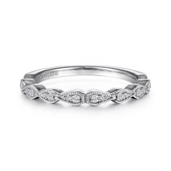 Outlet Gabriel & Co. 14K White Gold Teardrop Station Stackable Diamond Anniversary Band - 0.08 ct