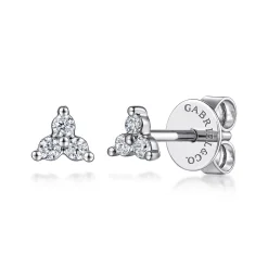 Sale Gabriel & Co. 14K White Gold Three Diamond Cluster Stud Earrings