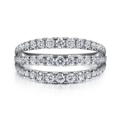 Hot Gabriel & Co. 14K White Gold Three Row Diamond Ring