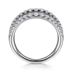 Hot Gabriel & Co. 14K White Gold Three Row Diamond Ring