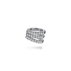 Clearance Gabriel & Co. 14K White Gold Three Row Diamond Single Ear Cuff