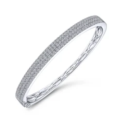 Best Gabriel & Co. 14K White Gold Three Row Diamond Bangle