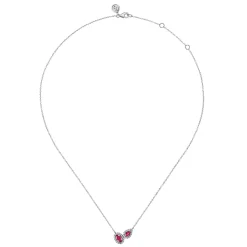 Online Gabriel & Co. 14K White Gold Toi et Moi Ruby and Diamond Halo Necklace