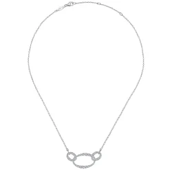 Outlet Gabriel & Co. 18K White Gold Triple Oval Link Diamond Pave Necklace