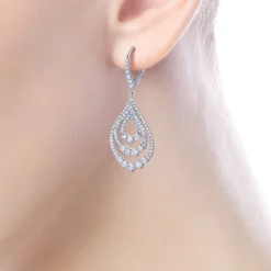 Online Gabriel & Co. 18K White Gold Triple Teardrop Diamond Drop Earrings