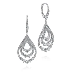 Online Gabriel & Co. 18K White Gold Triple Teardrop Diamond Drop Earrings