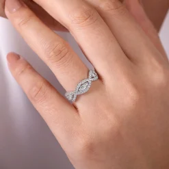 Clearance Gabriel & Co. 14K White Gold Twisted Diamond Ring