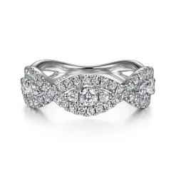 Clearance Gabriel & Co. 14K White Gold Twisted Diamond Ring