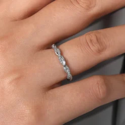 Best Gabriel & Co. 14K White Gold Twisted Diamond Stackable Ring