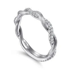 Best Gabriel & Co. 14K White Gold Twisted Diamond Stackable Ring