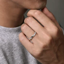 Clearance Gabriel & Co. 14K White Gold Twisted Men's Ring