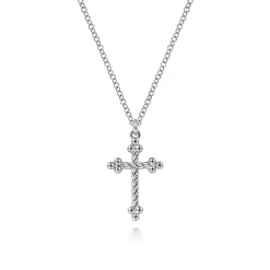 Best Gabriel & Co. 14K White Gold Twisted Rope Cross Pendant Necklace