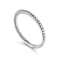 Outlet Gabriel & Co. 14K White Gold Twisted Rope Stackable Wedding Band