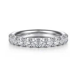 New Gabriel & Co. 14K White Gold U Setting Half Way Around Diamond Anniversary Band - 0.75 ct