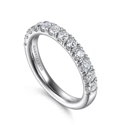New Gabriel & Co. 14K White Gold U Setting Half Way Around Diamond Anniversary Band - 0.75 ct