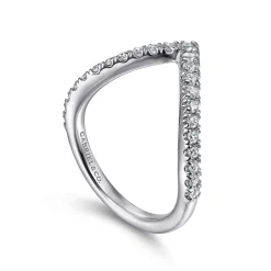 Sale Gabriel & Co. 14K White Gold V Curved Diamond Anniversary Band - 0.45 ct