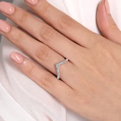 Sale Gabriel & Co. 14K White Gold V Curved Diamond Anniversary Band - 0.45 ct