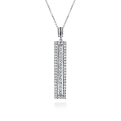 Gabriel & Co. 18K White Gold Vertical Diamond Bar Pendant Necklace