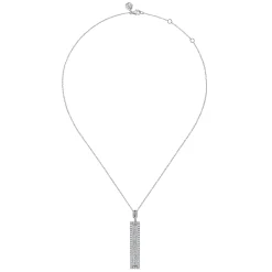 Gabriel & Co. 18K White Gold Vertical Diamond Bar Pendant Necklace