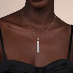 Gabriel & Co. 18K White Gold Vertical Diamond Bar Pendant Necklace
