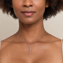 Sale Gabriel & Co. 14K White Gold Vertical Diamond Bar Necklace