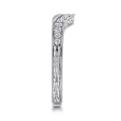 Gabriel & Co. 14K White Gold Vintage Inspired Curved Diamond Anniversary Band with Engraving - 0.25 ct