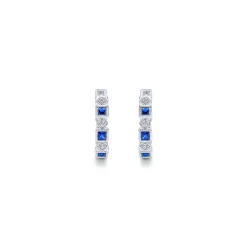 Online Gabriel & Co. 14K White Gold Vintage Inspired 15mm Sapphire and Diamond Huggies